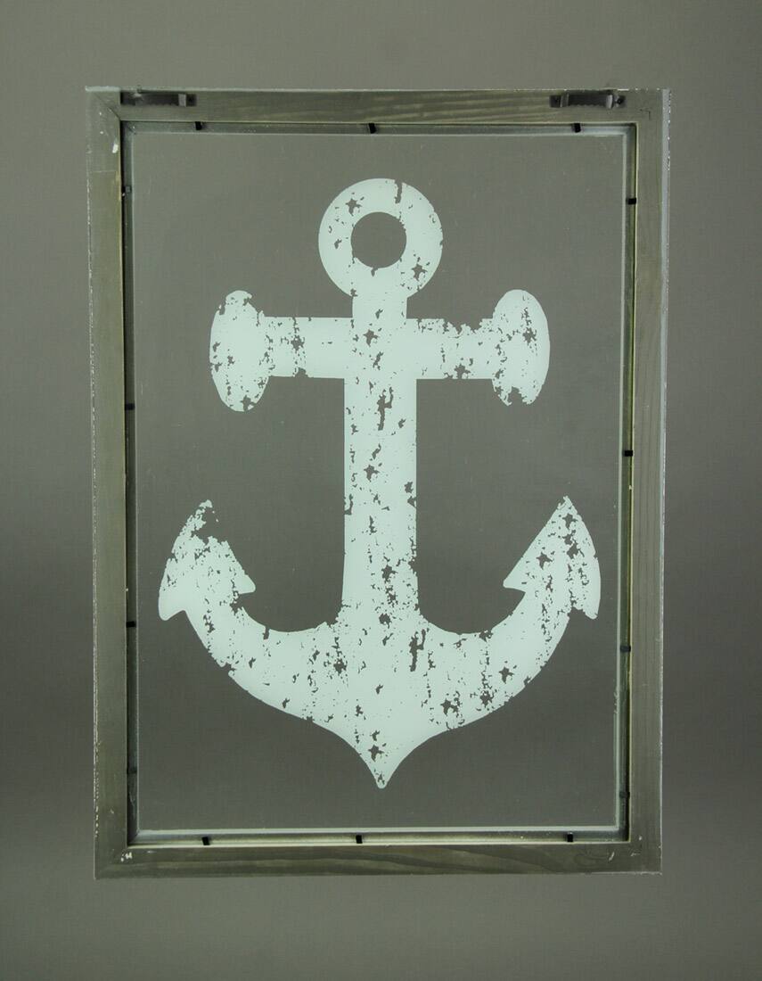 Alt View 2. Timeless By Design - Rustic White Nautical Anchor On Glass Wall Hanging - White.