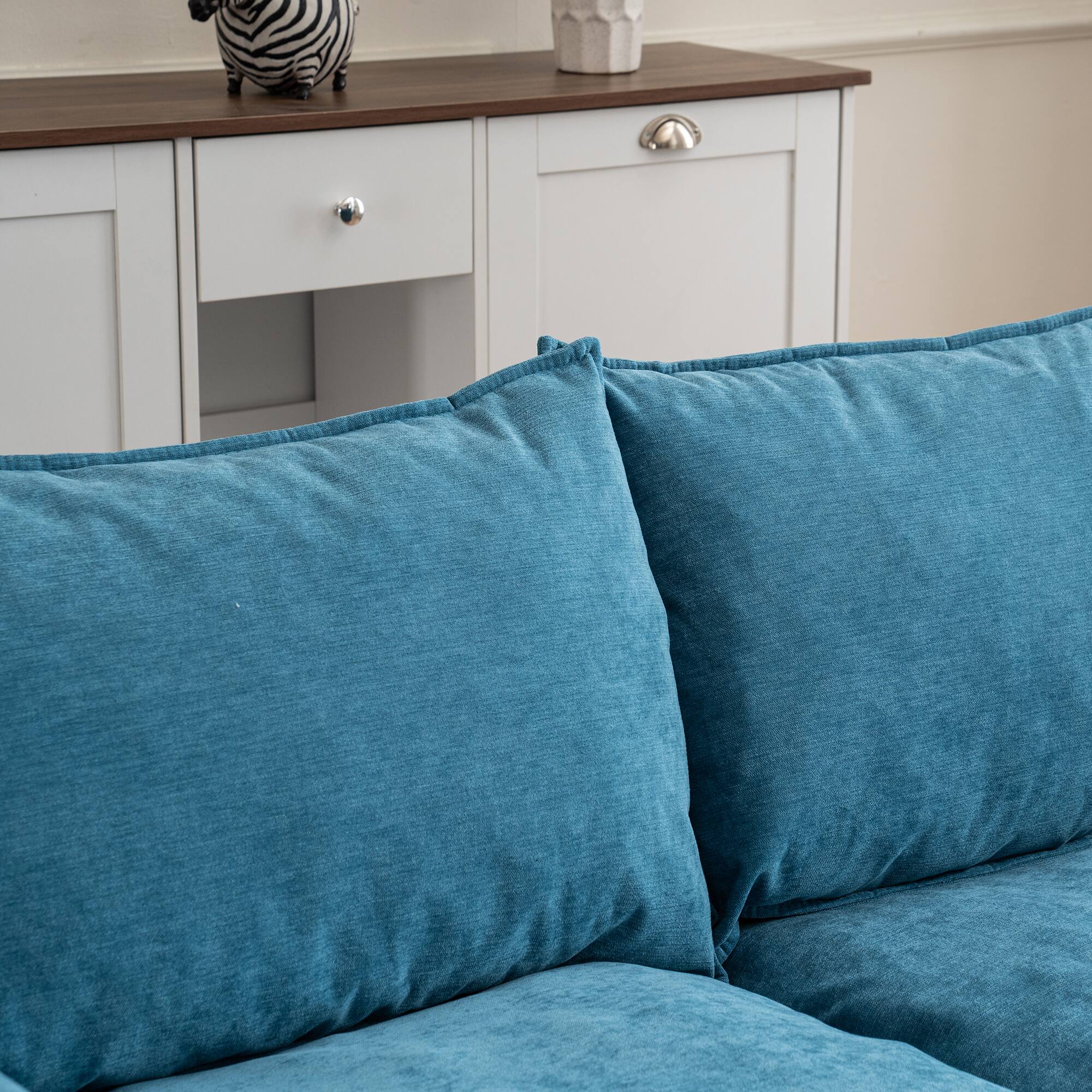 Alt View 1. Tiramisubest - Convertible U-Shaped Sofa with Storage Footstools,2-Seater Combination Sofa for Living Room/Bedroom/Office,Lake Blue - Lake Blue.