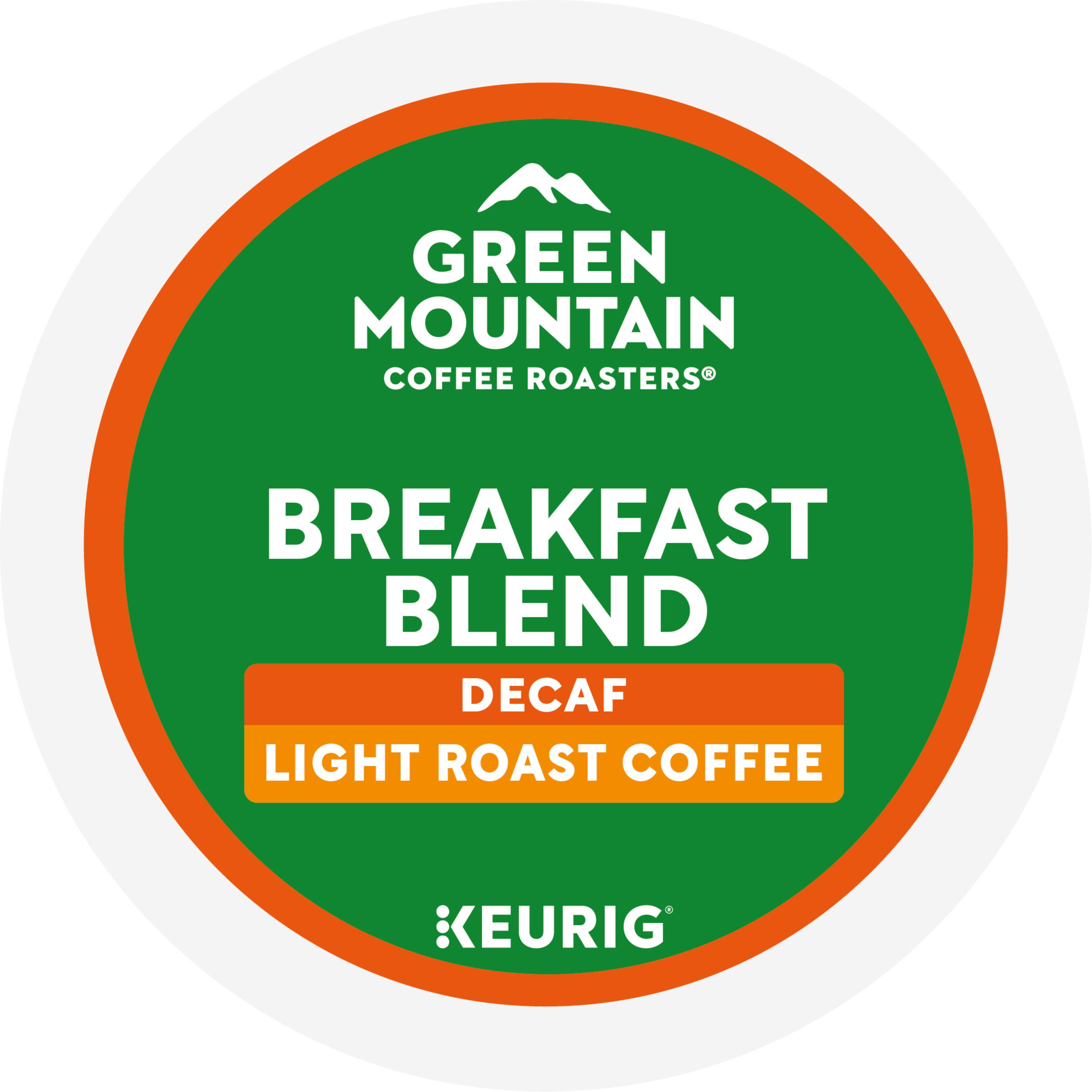 GREEN MOUNTAIN COFFEE ROASTERS BREAKFAST BLEND DECAF LIGHT ROAST COFFEE KEURIG