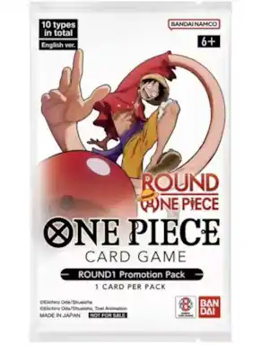 10 types in total English ver.
BANDAI NAMCO 6+
ROUND ONE PIECE ONE PIECE CARD GAME ROUND1 Promotion Pack 1 CARD PER PACK
Eiichiro Oda/Shueisha, Teel MADE IN JAPAN NOT FOR SALE
BAN DAI