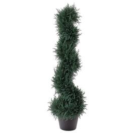 Outsunny - 3FT Artificial Faux Cedar Spiral Tree, Pre-potted, for Indoor or Outdoor - Dark Green
