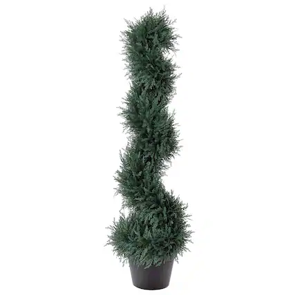 Front. Outsunny - 3FT Artificial Faux Cedar Spiral Tree, Pre-potted, for Indoor or Outdoor - Dark Green.