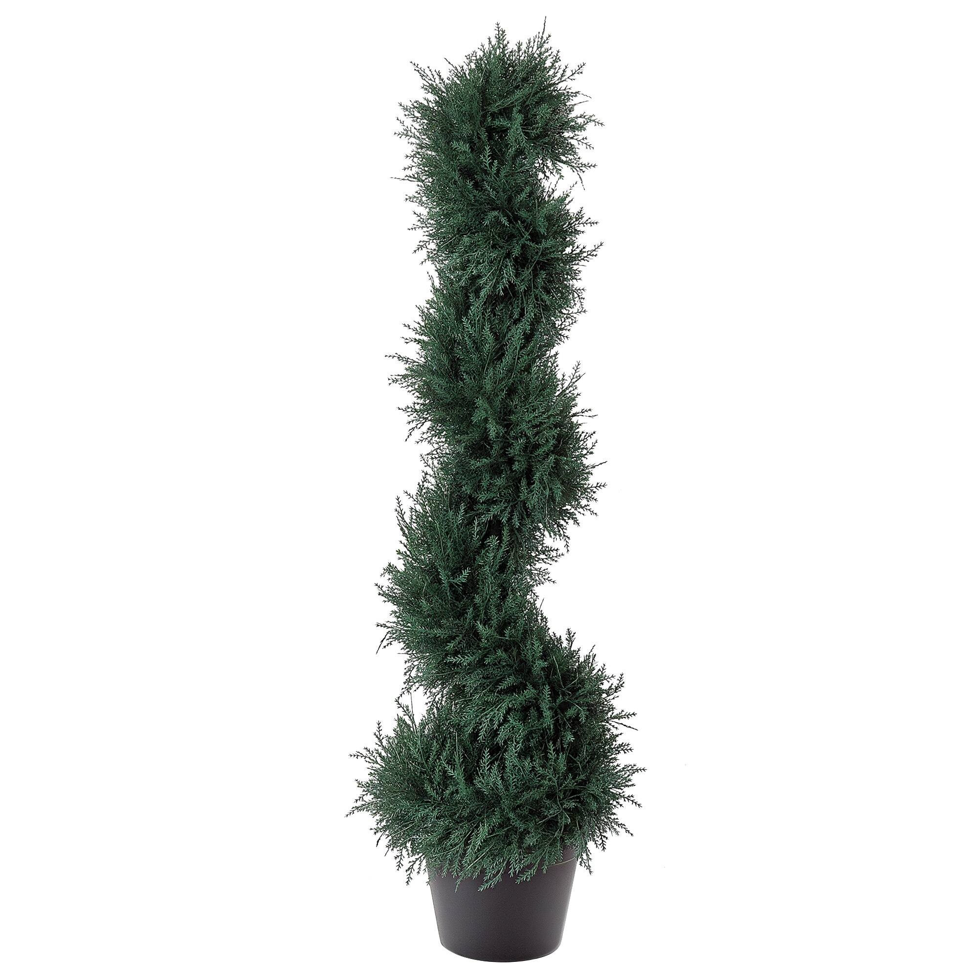 Front. Outsunny - 3FT Artificial Faux Cedar Spiral Tree, Pre-potted, for Indoor or Outdoor - Dark Green.