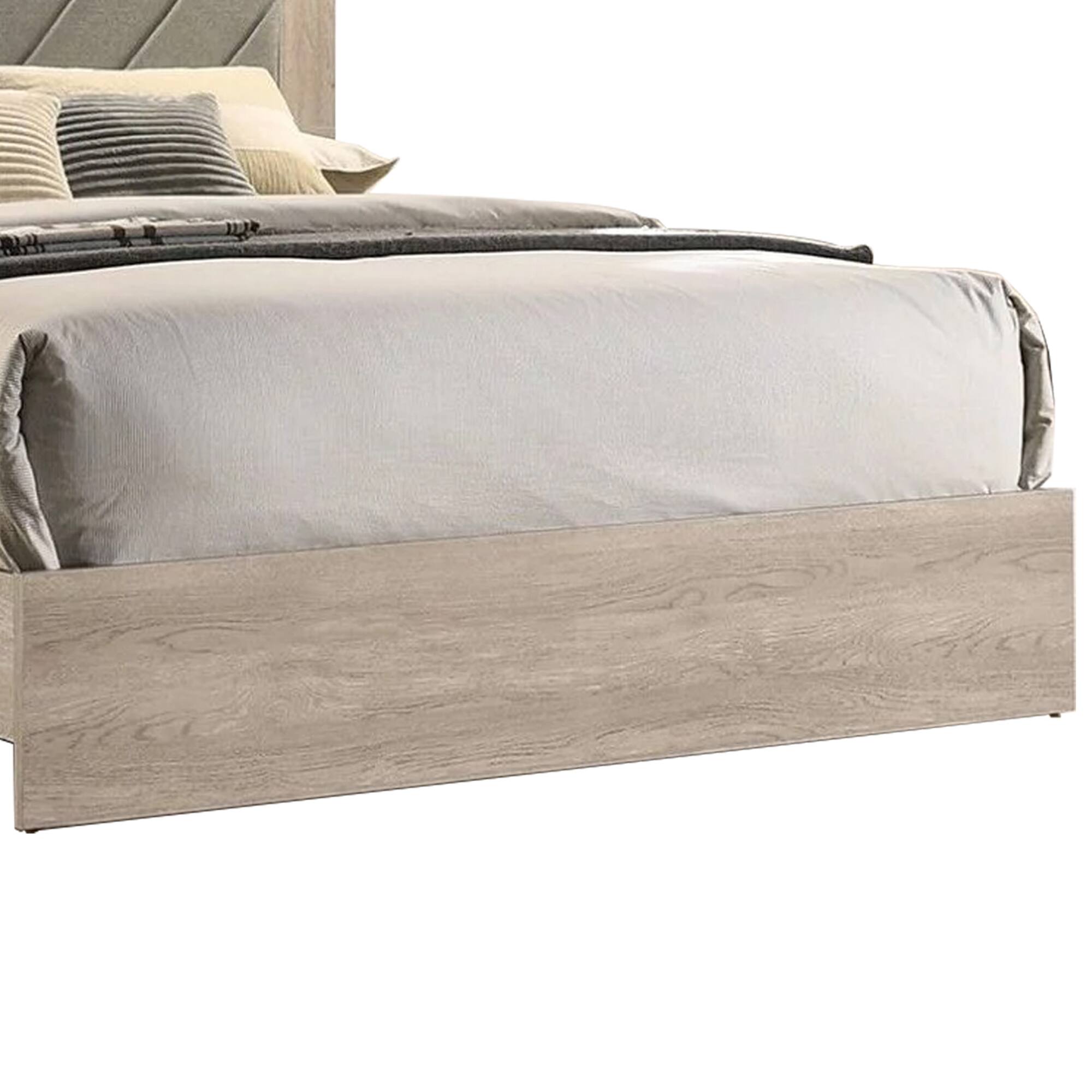 Alt View 2. Manhattan Lane - Cato Upholstered California King Bed, Tufted Gray Headboard - Gray,  Cream.