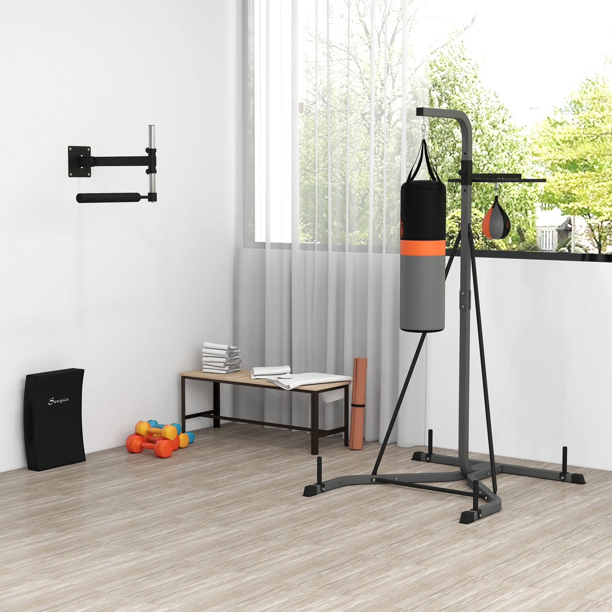Alt View 7. Homcom - Punching Bag with Stand for Adults - Black and Gray.