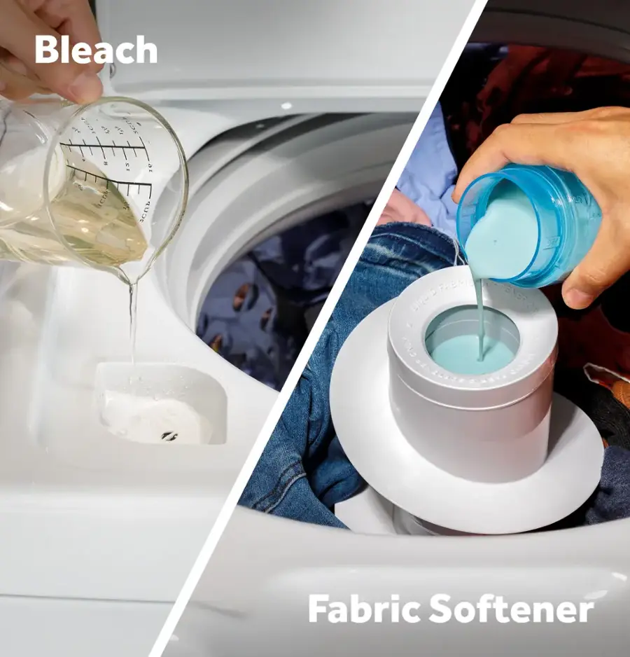 Bleach: A liquid used to clean clothes by removing stains and dirt.
Fabric Softener: A liquid used to soften clothes, making them feel more comfortable and reducing static electricity.
