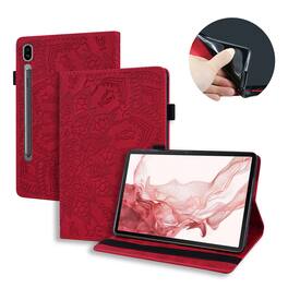 Dteck - Case for Samsung Galaxy Tab S10 Ultra & S9 Ultra & S8 Ultra (X920/X910/X900),Shockproof Embossed PU Leather Folio Cover - Red