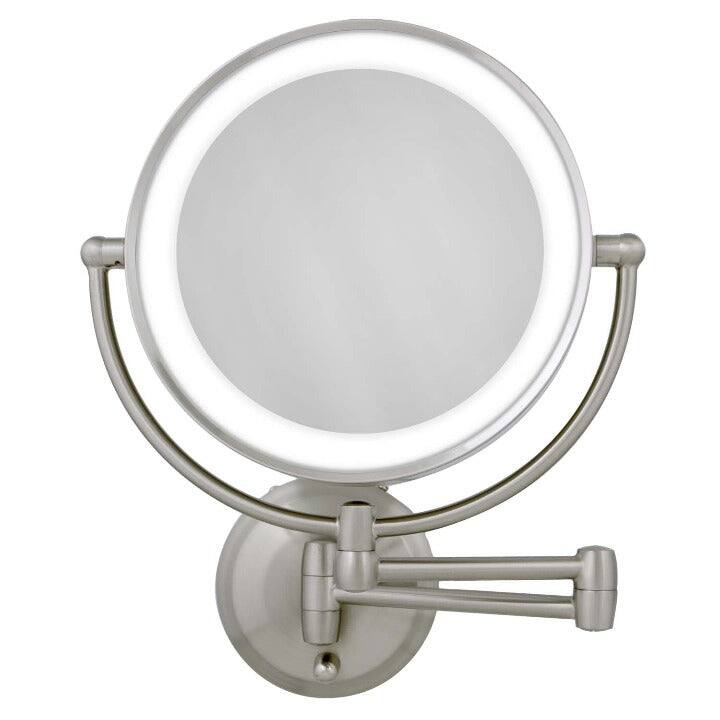 Front. Zadro - LED Lighted Wall Mounted Makeup Mirror with 10X/1X Magnifications & Extendable Arm - Satin Nickel.