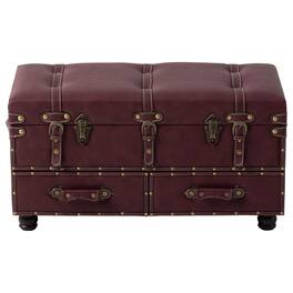 COZAYH - Vintage Storage Bench, Upholstered Wooden Ottoman Bed Chest Box, Magenta - Dark Magenta