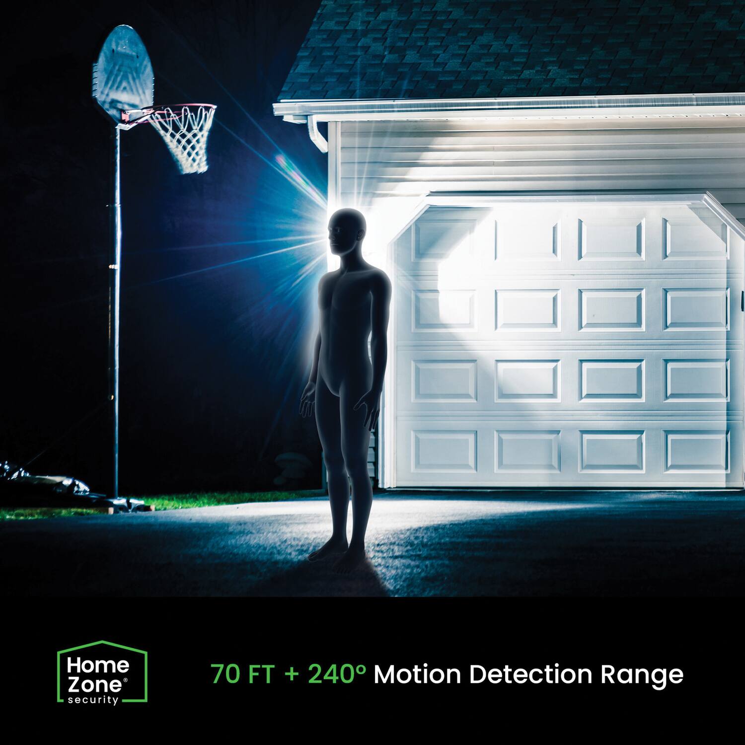 Home Zone Security  
70 FT + 240° Motion Detection Range