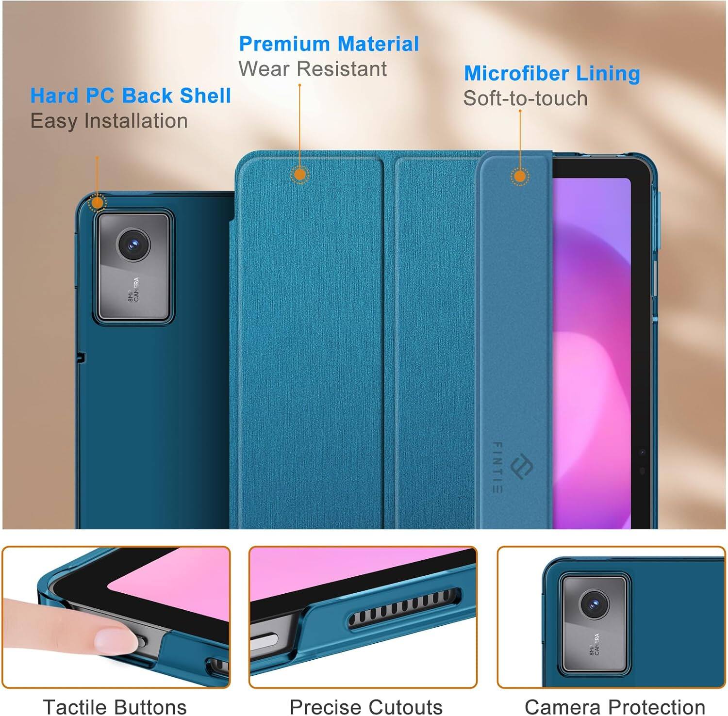 Premium Material Wear Resistant Microfiber Lining Hard PC Back Shell Soft-to-touch Easy Installation

FINTIE
CANERA

Tactile Buttons
Precise Cutouts
Camera Protection
