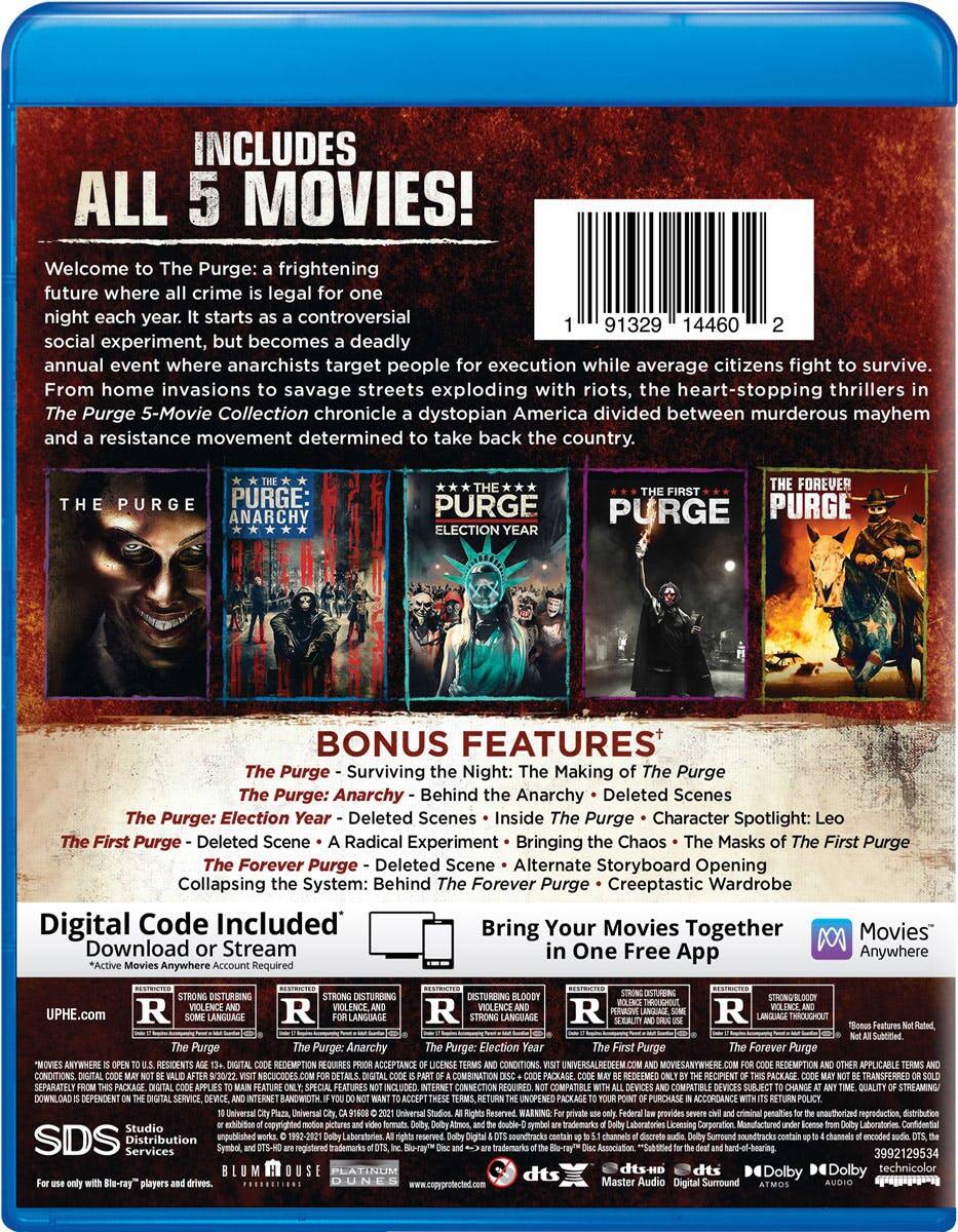 Back. The Purge: 5-movie Collection (Box Set) [Blu-ray].