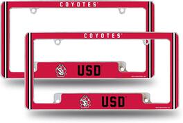 Rico Industries - South Dakota NCAA Coyotes (Set of 2) Chrome Metal License Plate Frames with Bold Full Frame Design - Multi