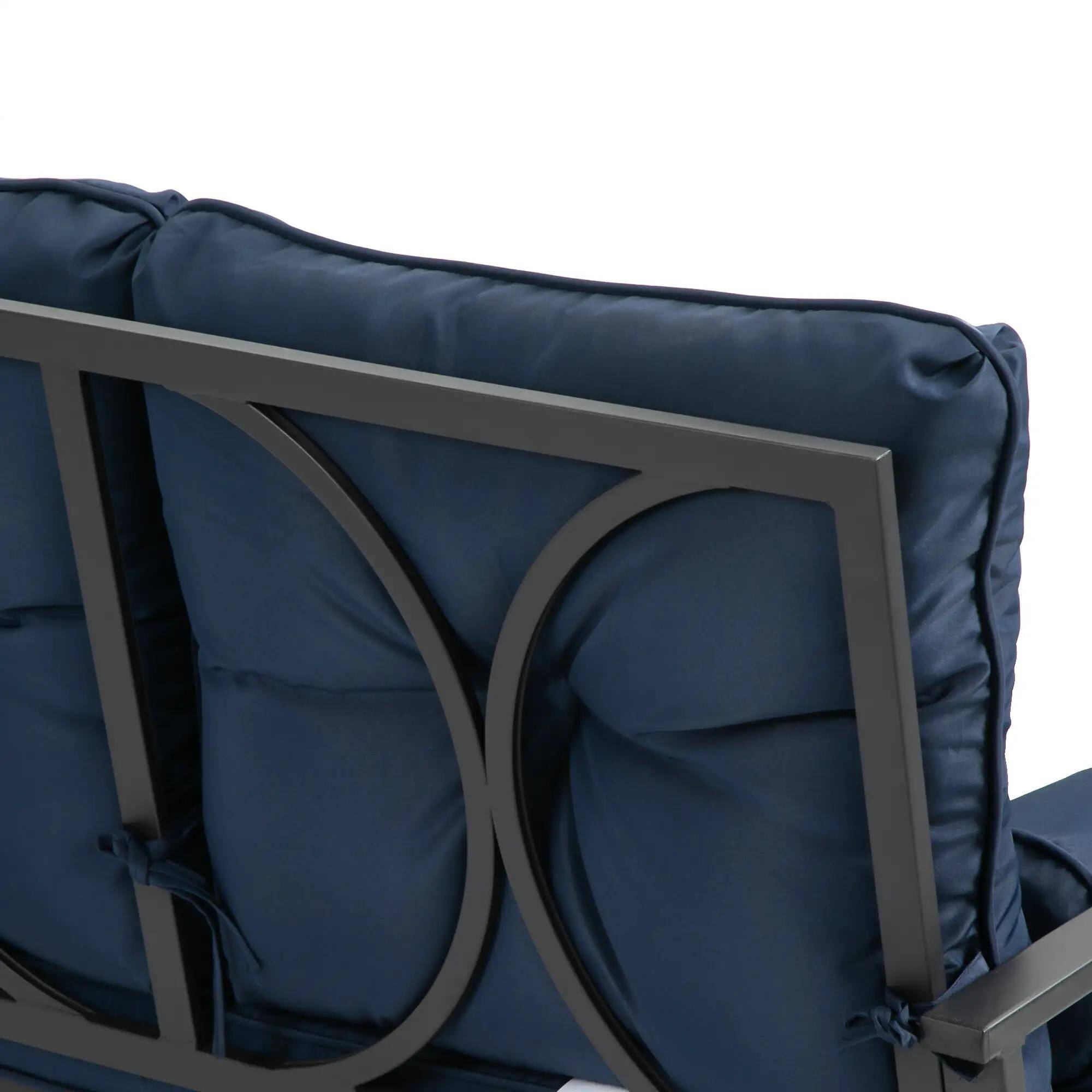 Alt View 2. Resenkos - Resenkos Swing Glider Chair, Double Bench Set, 2-Person Outdoor Loveseat, Steel Frame, Comfortable Cushions, Blue - Blue.