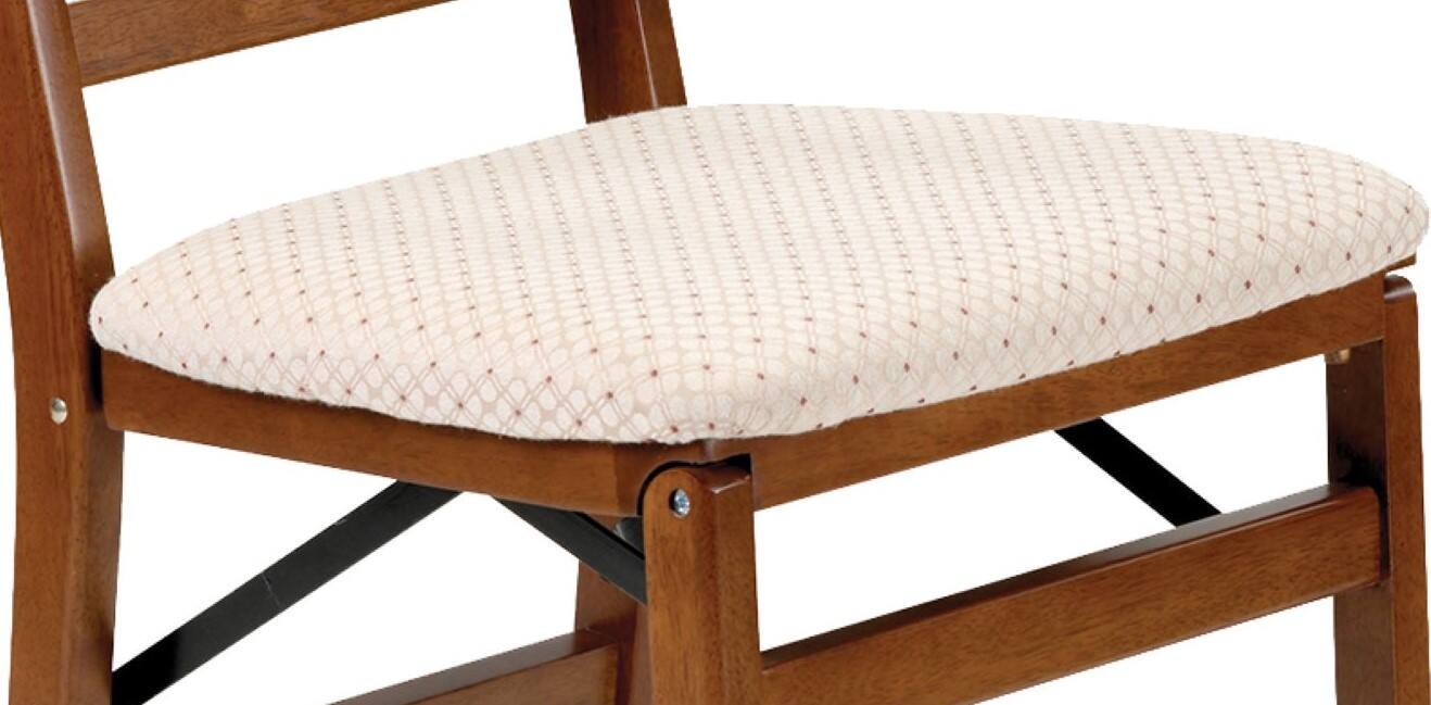Alt View 1. Stakmore - Stakmore Queen Anne Folding Chair, Fruitwood Frame with Blush Fabric - Brown.
