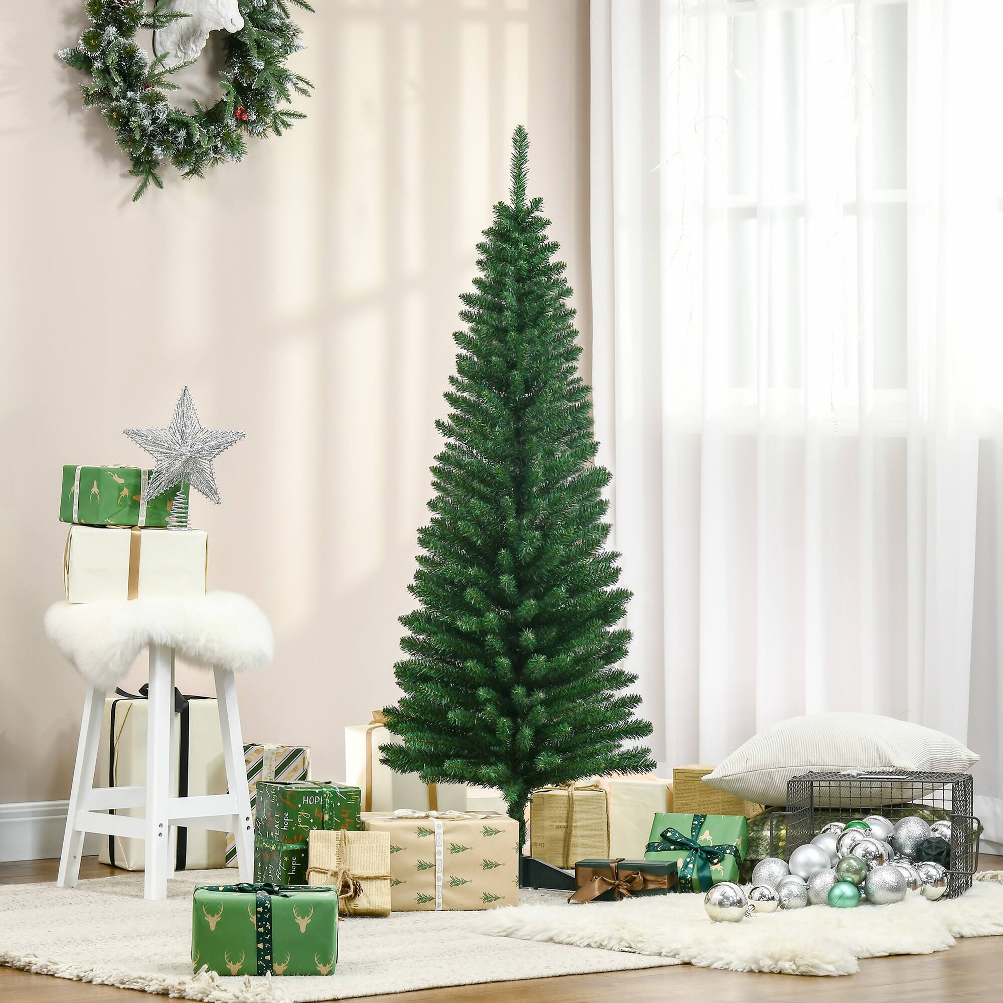 Alt View 1. Homcom - Artificial Pencil Christmas Tree - green.