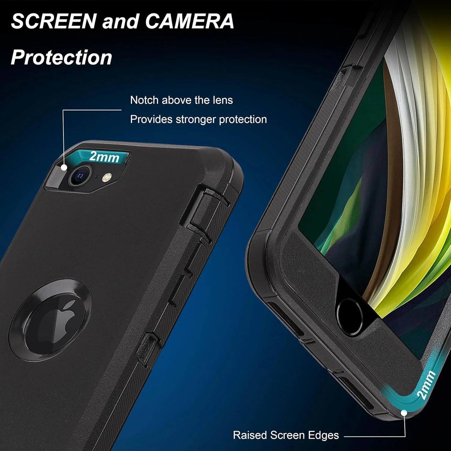 SCREEN and CAMERA Protection
Notch above the lens Provides stronger protection
2mm
2mm
Raised Screen Edges