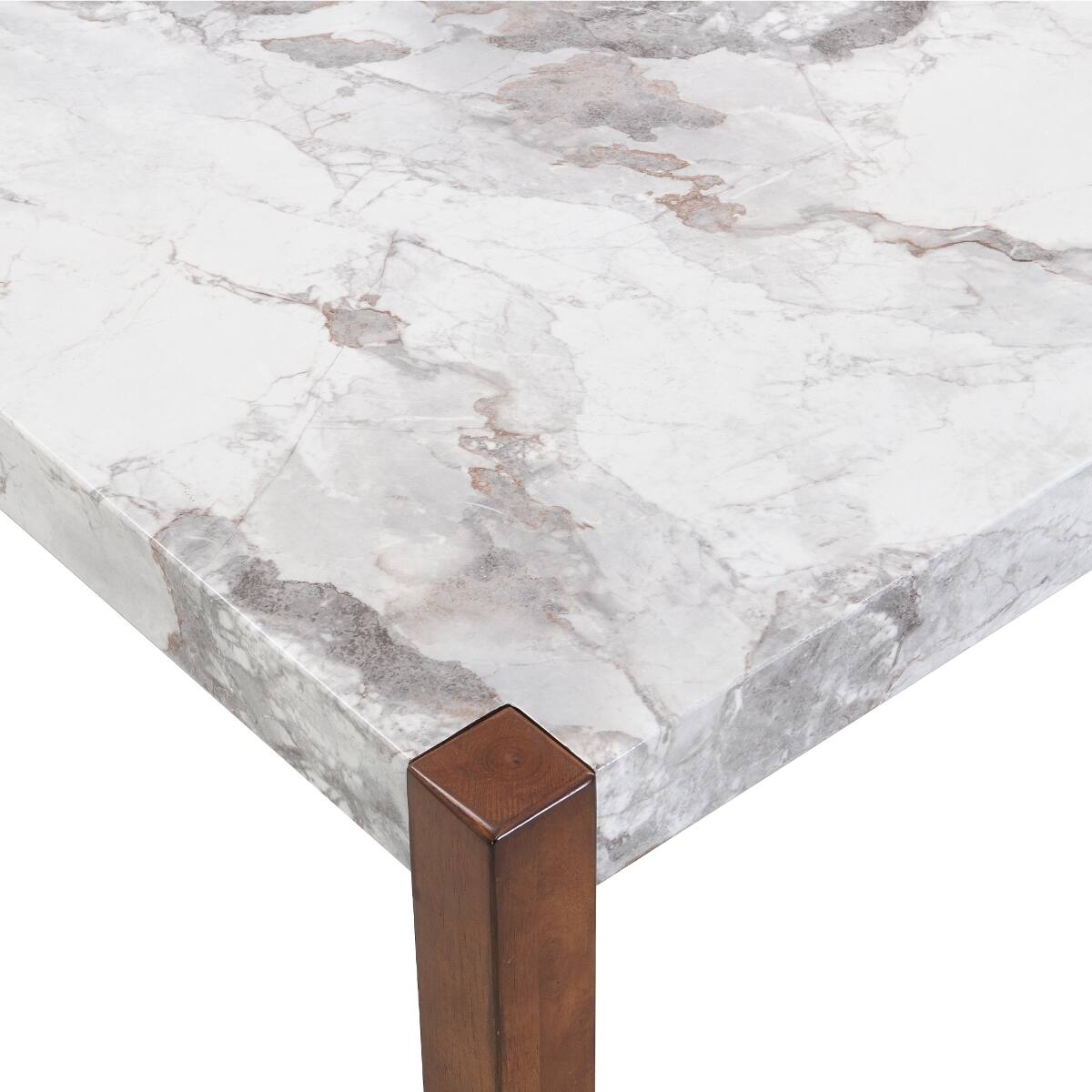 Alt View 4. Loheer - Loheer Modern Faux Marble Dining Table, 46.5 Inch Rectangular White Table for Four - White.