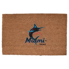 The Memory Company - Miami Marlins Team Logo Coir Doormat - Multicolor