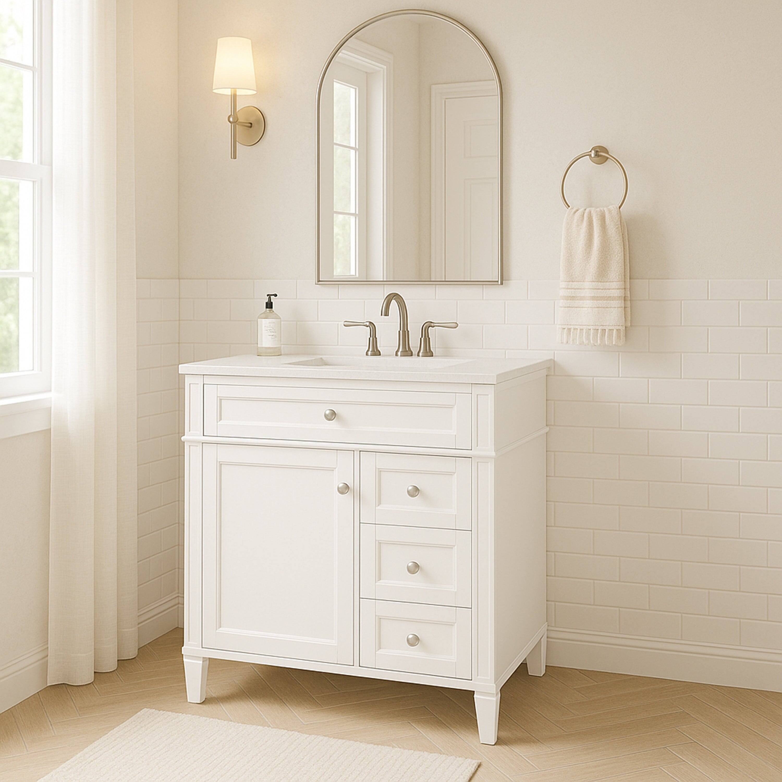 Alt View 2. Boyel Living - 30 Inch Modern Bathroom Vanity Cabinet No Sink Three Drawers With Tip Out White - White.