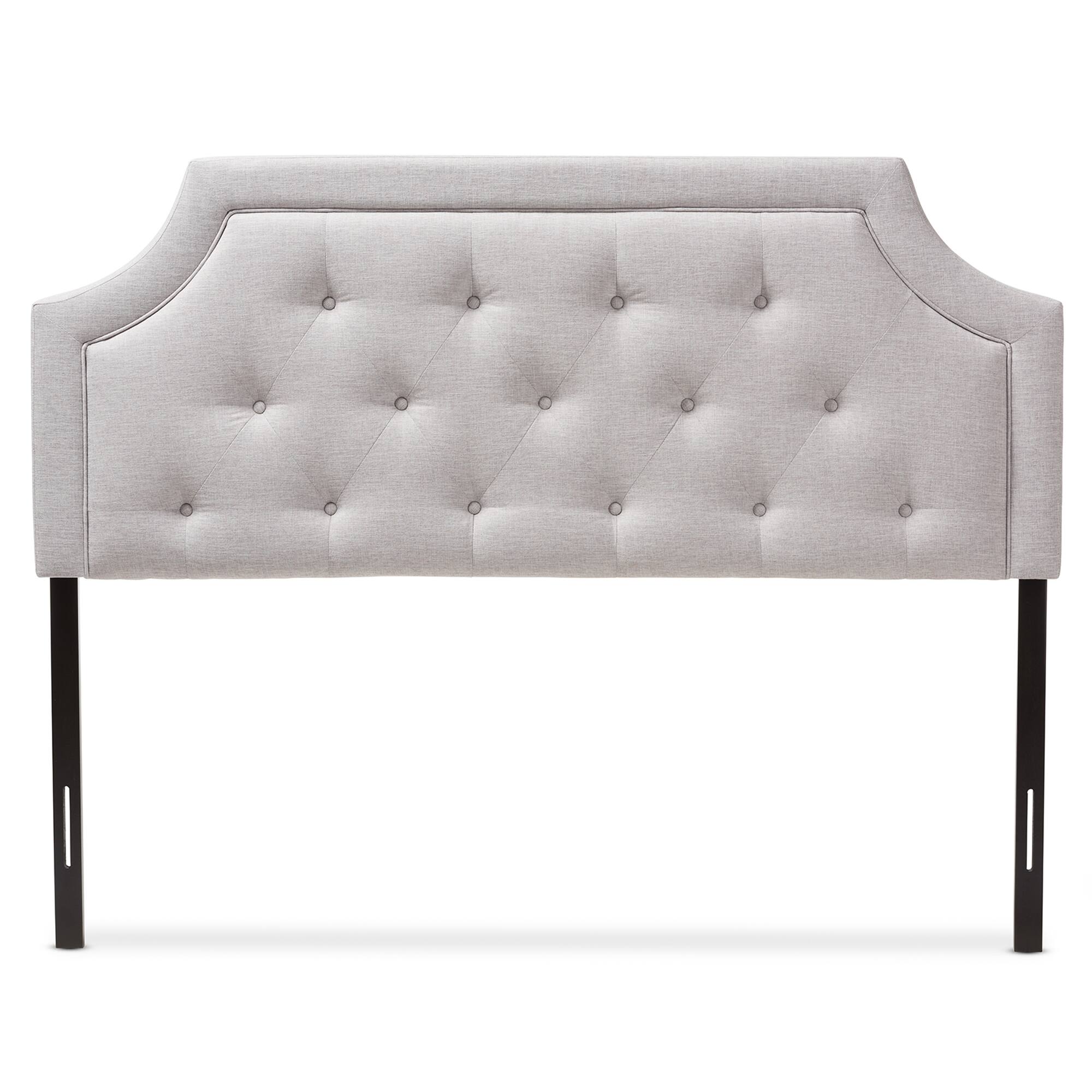 Angle. Baxton Studio - Mars Modern and Contemporary Fabric King Size Headboard - Greyish Beige.