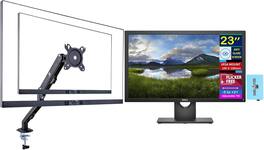 Dell - E2318H 23" FHD IPS Monitor, Anti-Glare, Flicker Free, VESA Mount, VGA w/DKZ Hub & Ergoflexy Single Mount Arm - Black