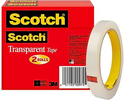 Scotch® Scotch® Transparent Tape
2 ROLLS
Scanton Scotch R Scotch
Stationer and Office Supplies Center Division
S Paul MN 55544-3000
Questions or comments? Call 1-800-328-6900
www.scotch.com
Transparent Tape
All Made in U.S.A.
© 2013 rights reserved
3M pob sourced
34-8713-0869-7
3M