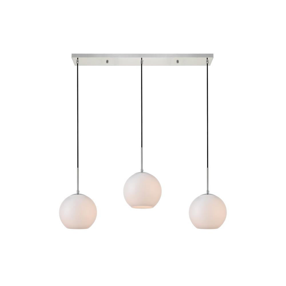 Alt View 3. Living District - Baxter 3 Lights Chrome Pendant With Frosted White Glass - Chrome And Frosted White.