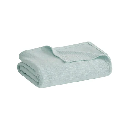 Front. Gracie Mills - Gracie Mills Brock Classic Lightweight Basketweave Cotton Blanket 250 GSM - Blue.