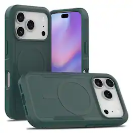 Dteck - Magnetic Rugged Phone Case for iPhone 17 Pro Max Hybrid Dual Layer Hard PC TPU Bumper Protection Cover - Darkgreen