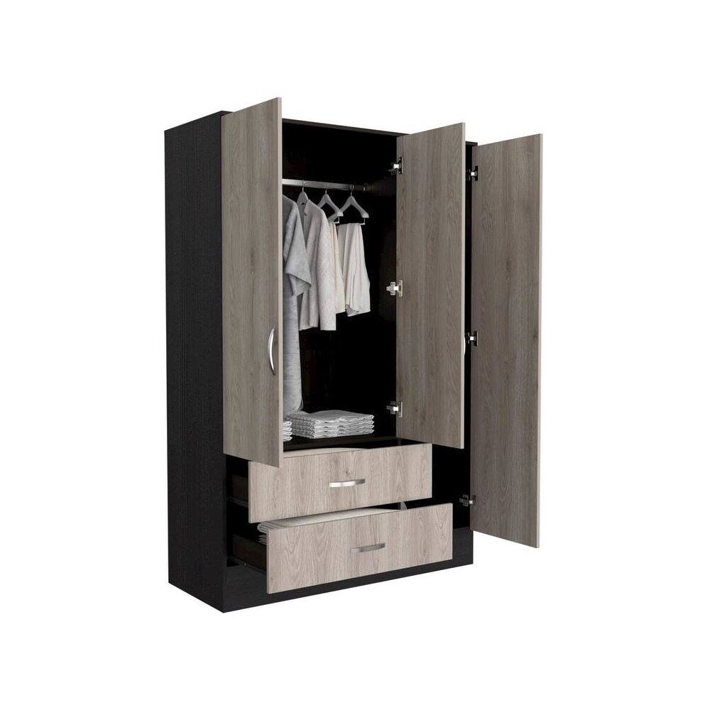 Alt View 1. TuHome - Bolton 120 Mirrored Armoire Black / Light Gray MDF - Black.