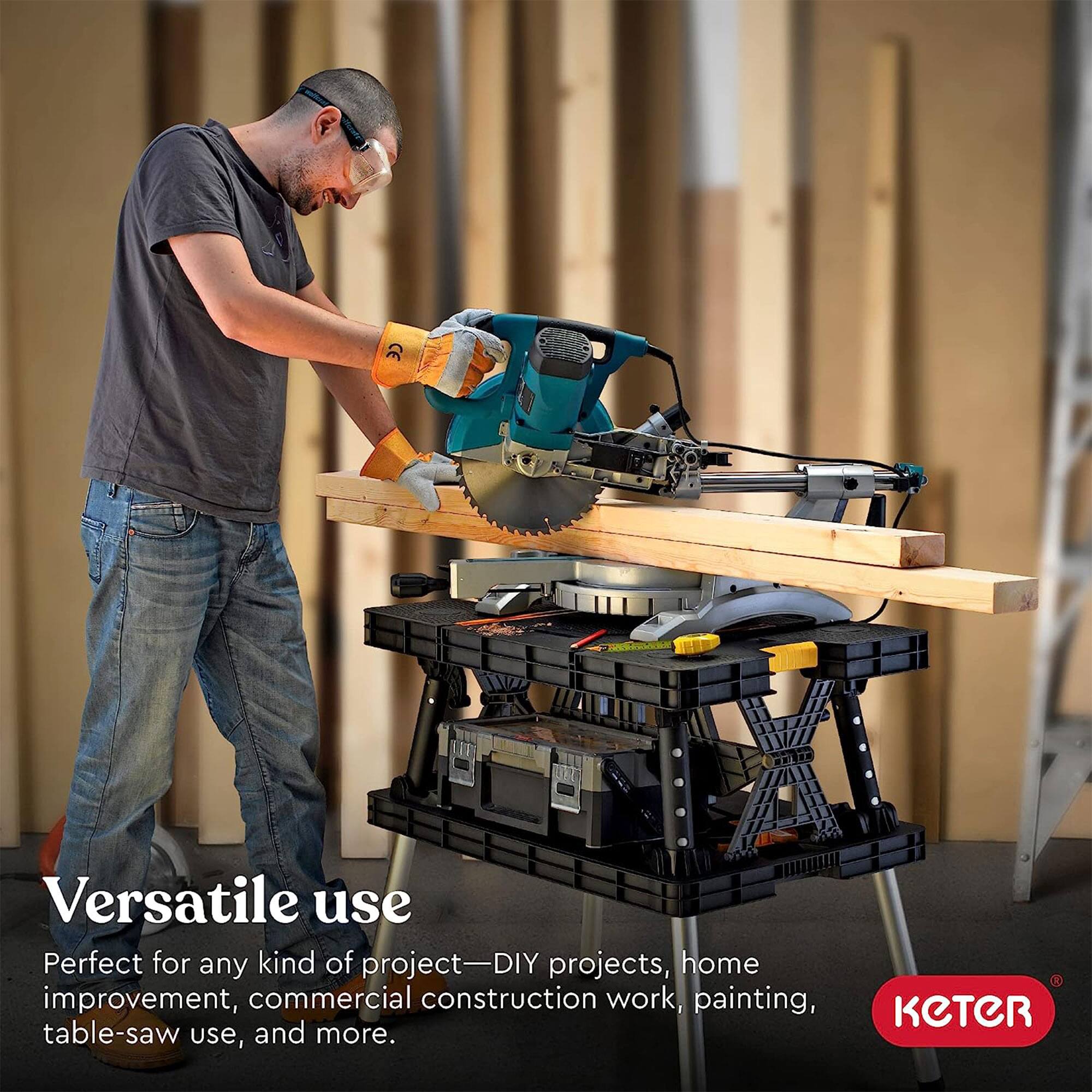 Versatile use  
Perfect for any kind of project—DIY projects, home improvement, commercial construction work, painting, table-saw use, and more.  
KeTeR