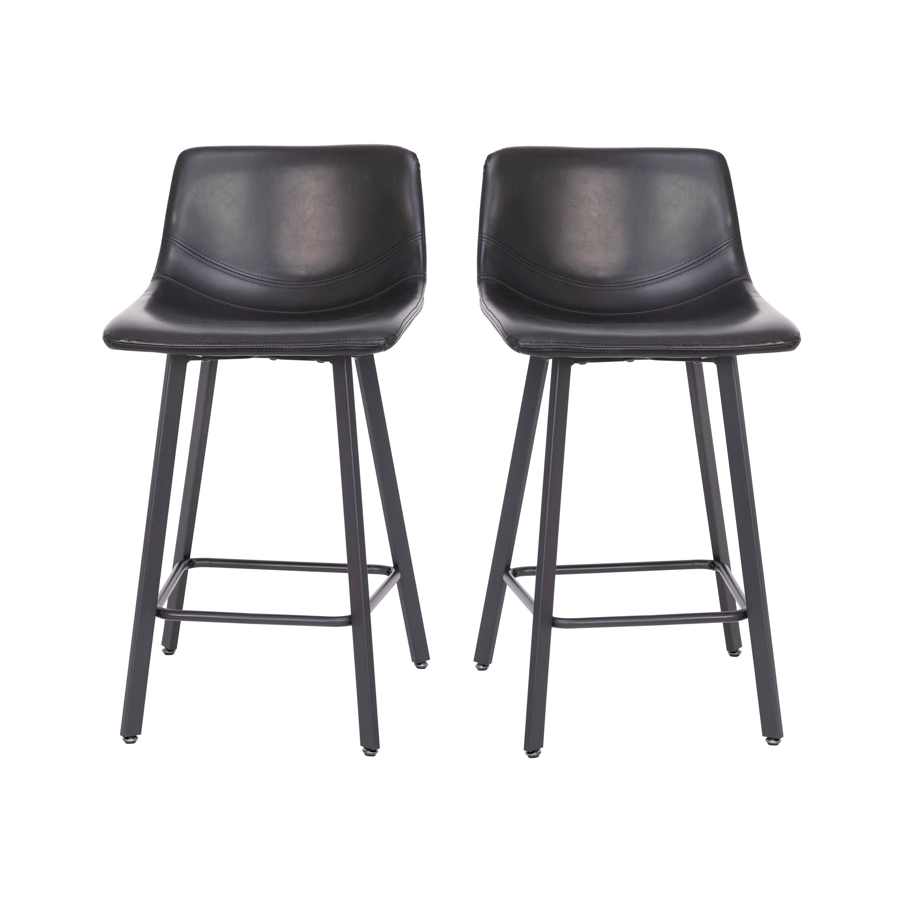 Flash Furniture - Caleb Modern Armless 24 Inch Counter Height Stools Commercial Grade with Footrests LeatherSoft and Matte - Black price history on PriceWatchPro