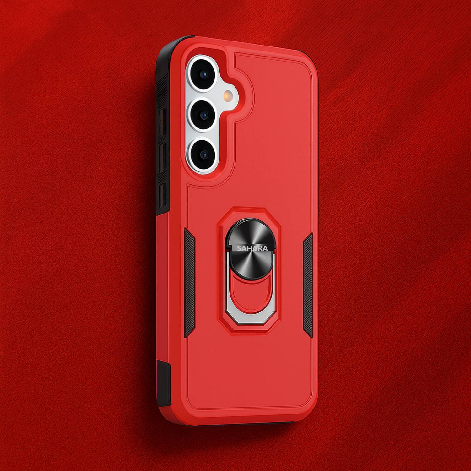 Angle. SaharaCase - Raider Series Kickstand Case for Samsung Galaxy S25 FE - Viper Red - Red.