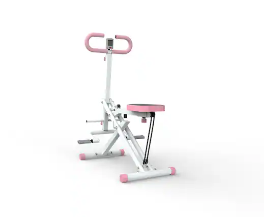 Front. PexFix - Foldable Squat Machine for Glutes, Home Butt & Thigh Workout with Resistance Bands - Pink.