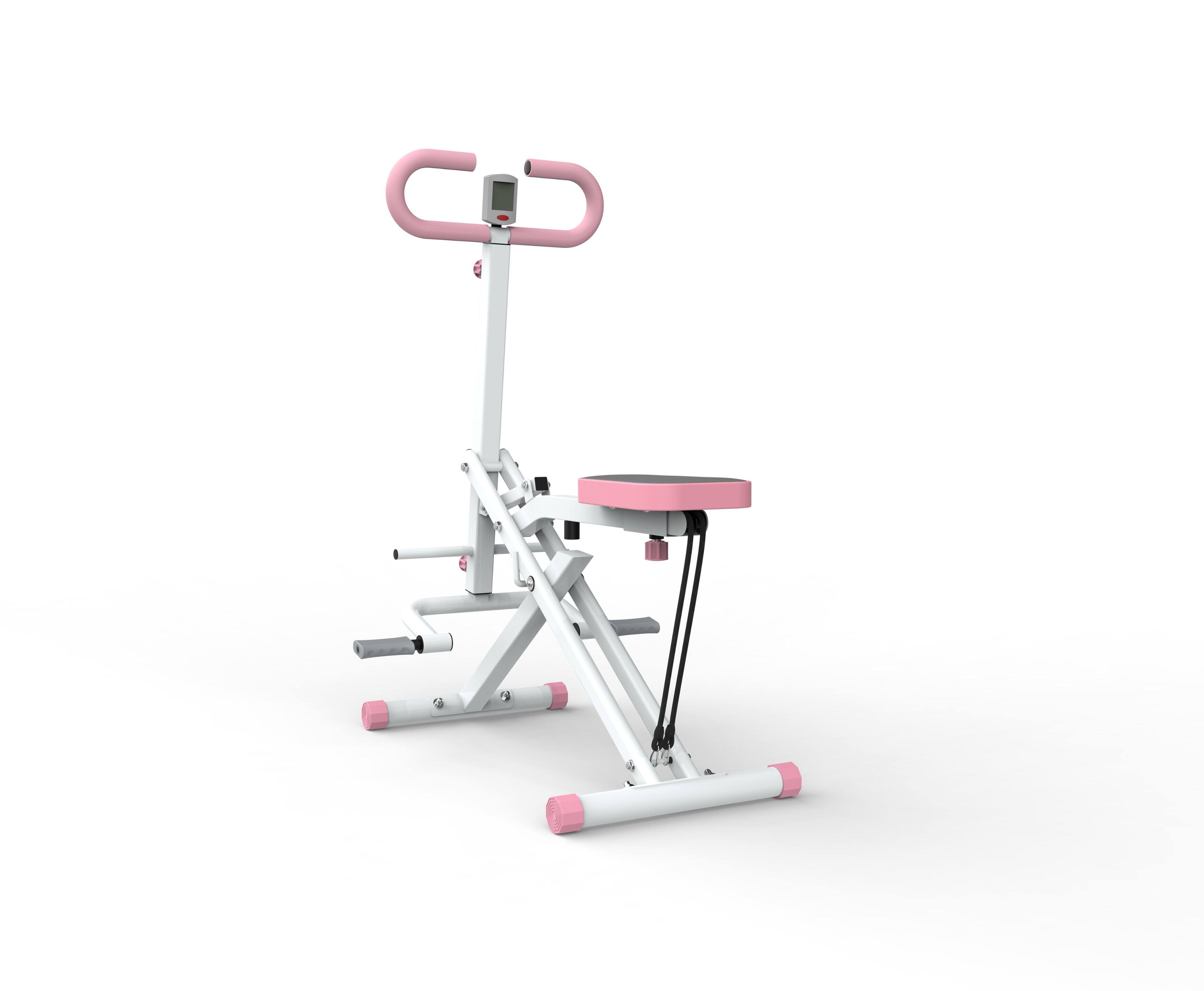 Front. PexFix - Foldable Squat Machine for Glutes, Home Butt & Thigh Workout with Resistance Bands - Pink.