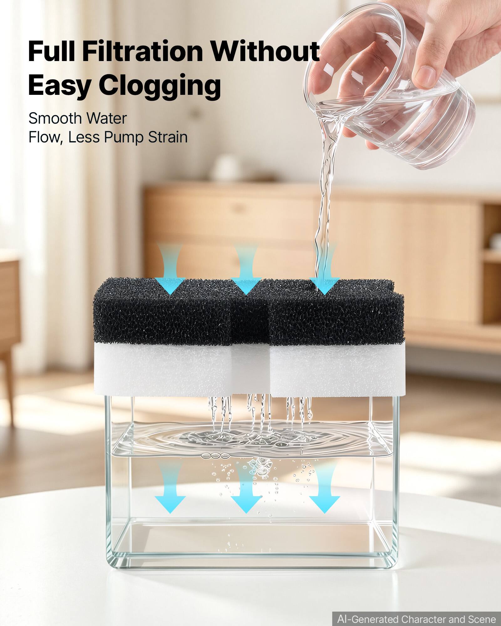 Full Filtration Without Easy Clogging  
Smooth Water Flow, Less Pump Strain