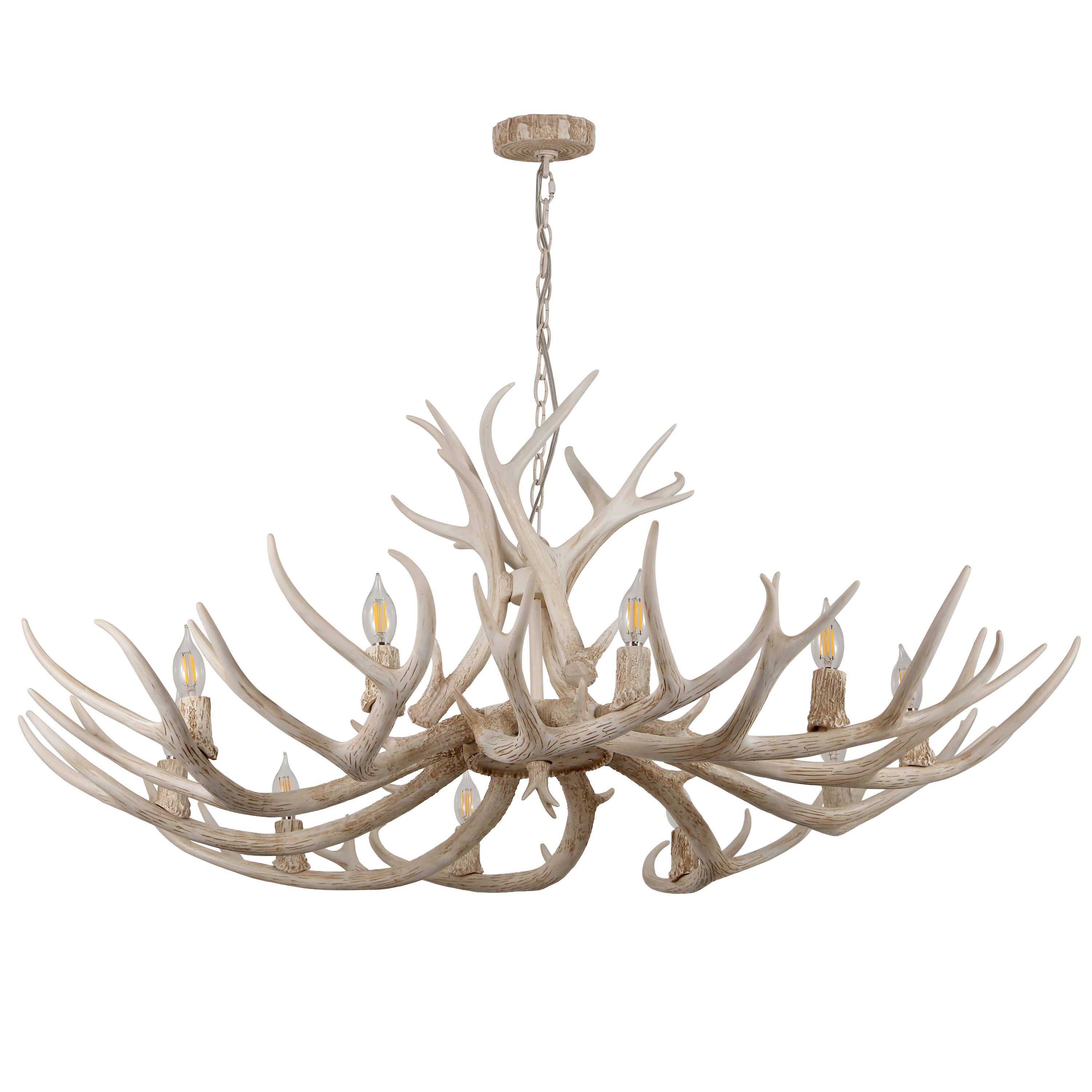 Alt View 7. Jonathan Y - Eldora 49" 10-Light Rustic Farmhouse Adjustable Resin Antler LED Chandelier, Beige - Beige.