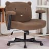 Bestier - Ergonomic Cross-Legged Office Chair with Wide Seat & Arms, Adjustable Cute Comfy Desk Chairs for Home Office - Brown