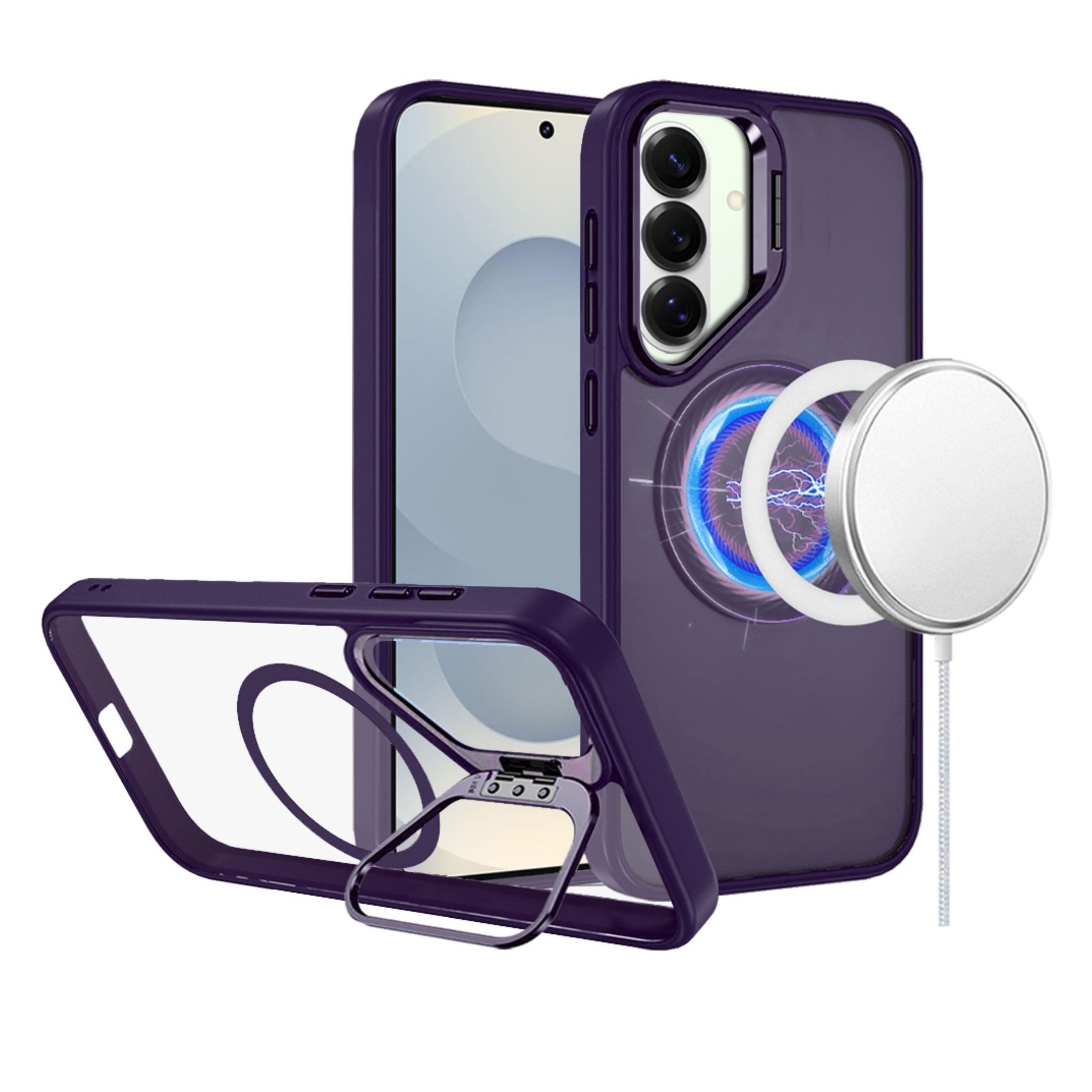 Kitcheniva - Magnetic Circle Camera Lens Stand Phone Case With Tempered Glass For Samsung Galaxy S26+ Plus - Dark Purple price history on PriceWatchPro