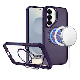 Kitcheniva - Magnetic Circle Camera Lens Stand Phone Case With Tempered Glass For Samsung Galaxy S26+ Plus - Dark Purple