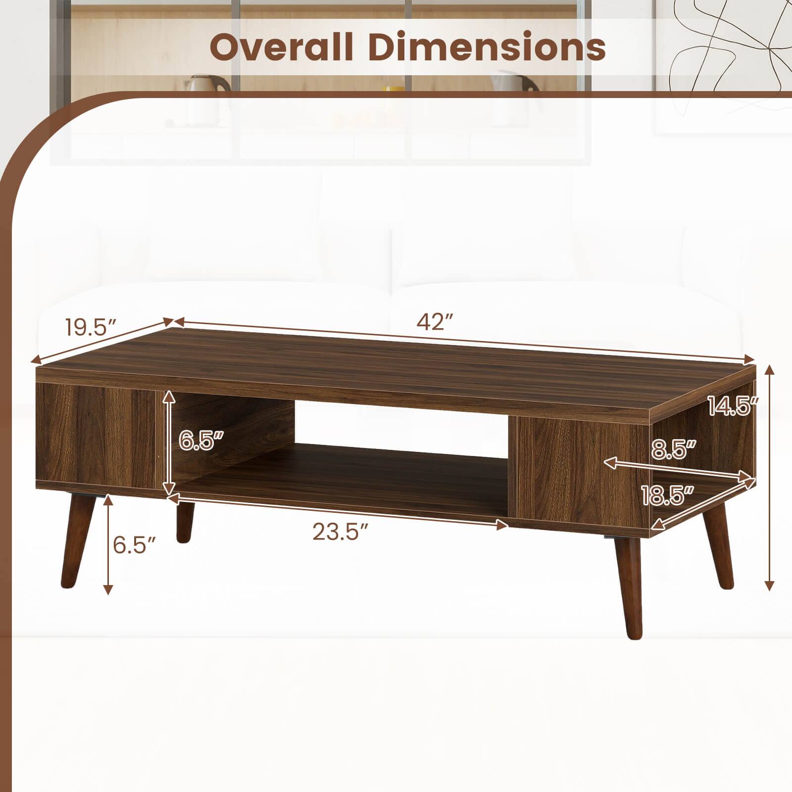 Overall Dimensions: 19.5" x 42" x 6.5" x 14.5" x 8.5" x 6.5" x 23.5" x 18.5"