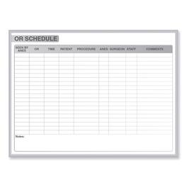 Ghent - OR Schedule Magnetic Whiteboard, Operating Room Scheduling Chart, 96.5" x 48.5", Satin Aluminum Frame