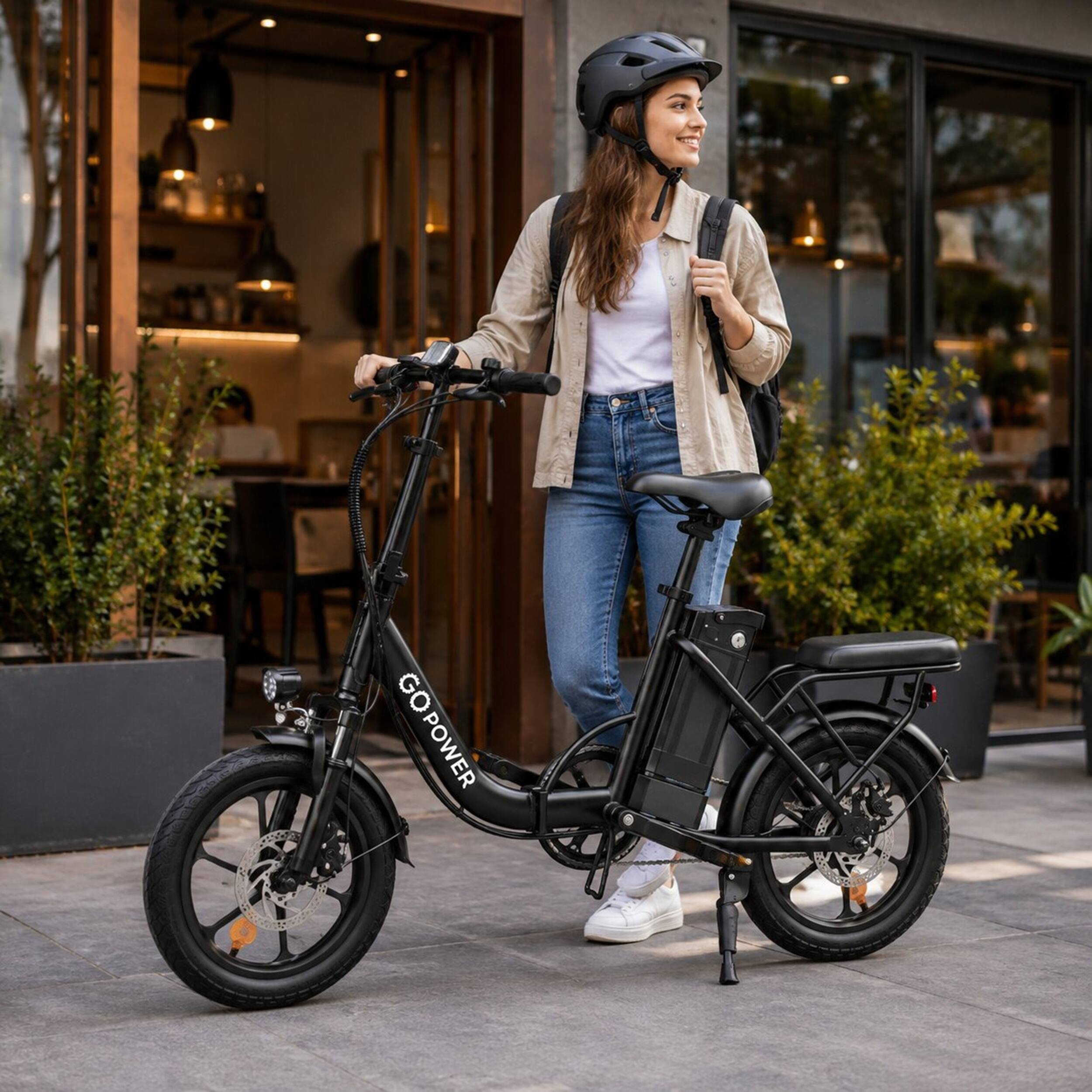 Left. GoPowerBike - GoPowerBike GoBreeze Folding Electric Bike - Black.