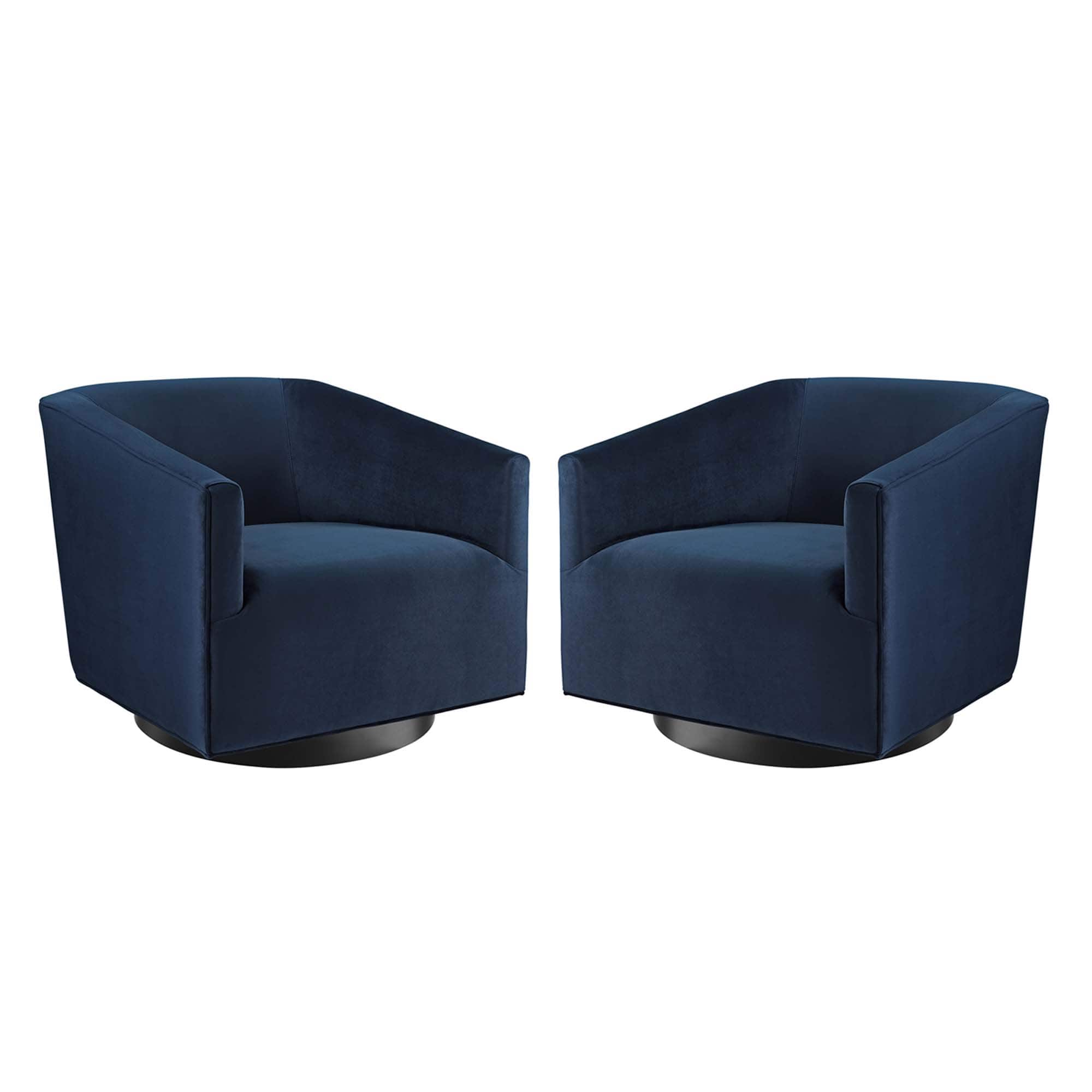 Twist Performance Velvet Swivel Chair Set of 2 by Modway - Midnight Blue