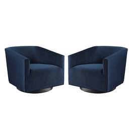 Twist Performance Velvet Swivel Chair Set of 2 by Modway - Midnight Blue