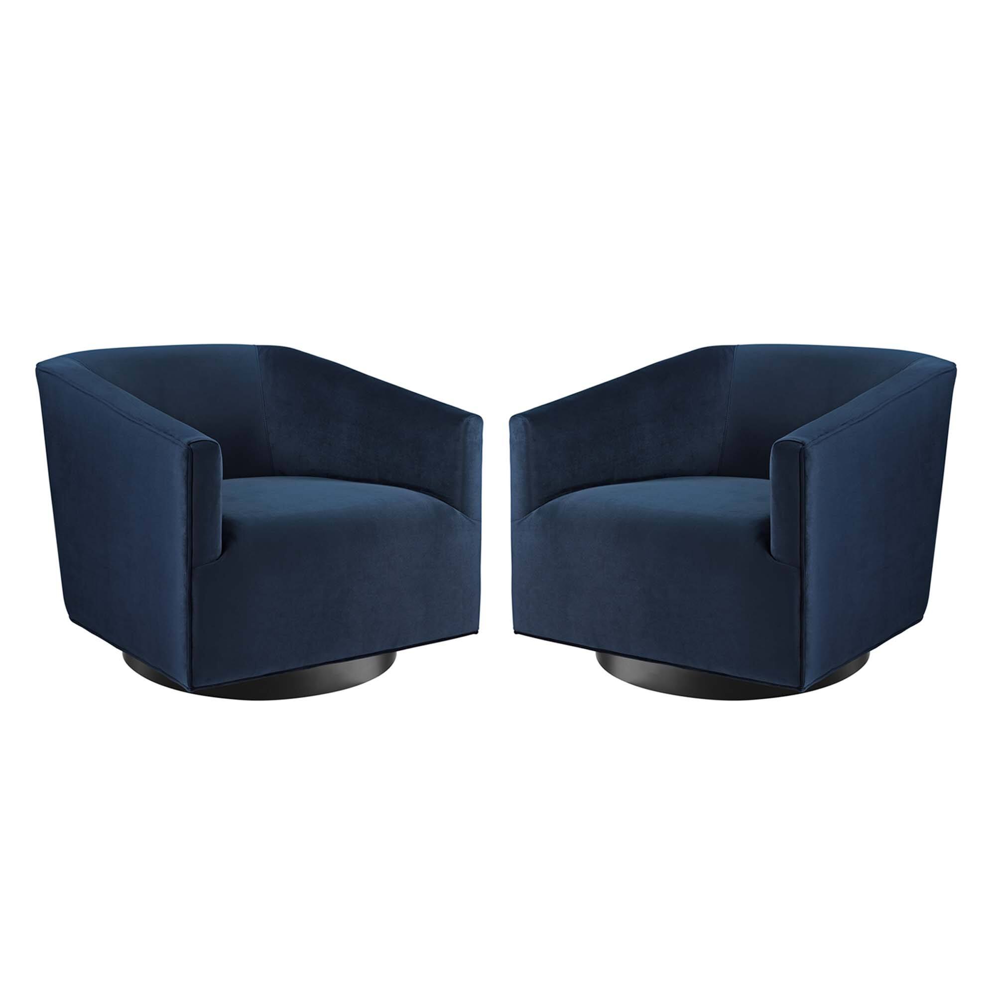 Front. Modway - Twist Performance Velvet Swivel Chair Set of 2 by Modway - Midnight Blue.