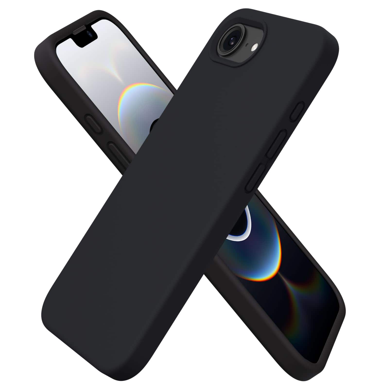 Front. Ornarto - ORNARTO Compatible with iPhone 16e Case 6.1", Liquid Silicone Shockproof Protective Cover - Black - Black.