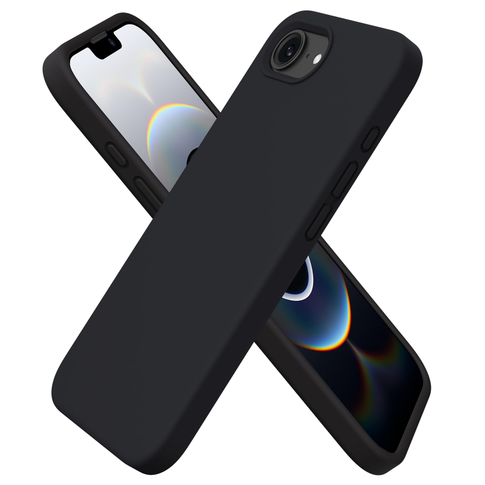 Ornarto - Compatible with iPhone 16e Case 6.1", Liquid Silicone Shockproof Protective Cover - Black