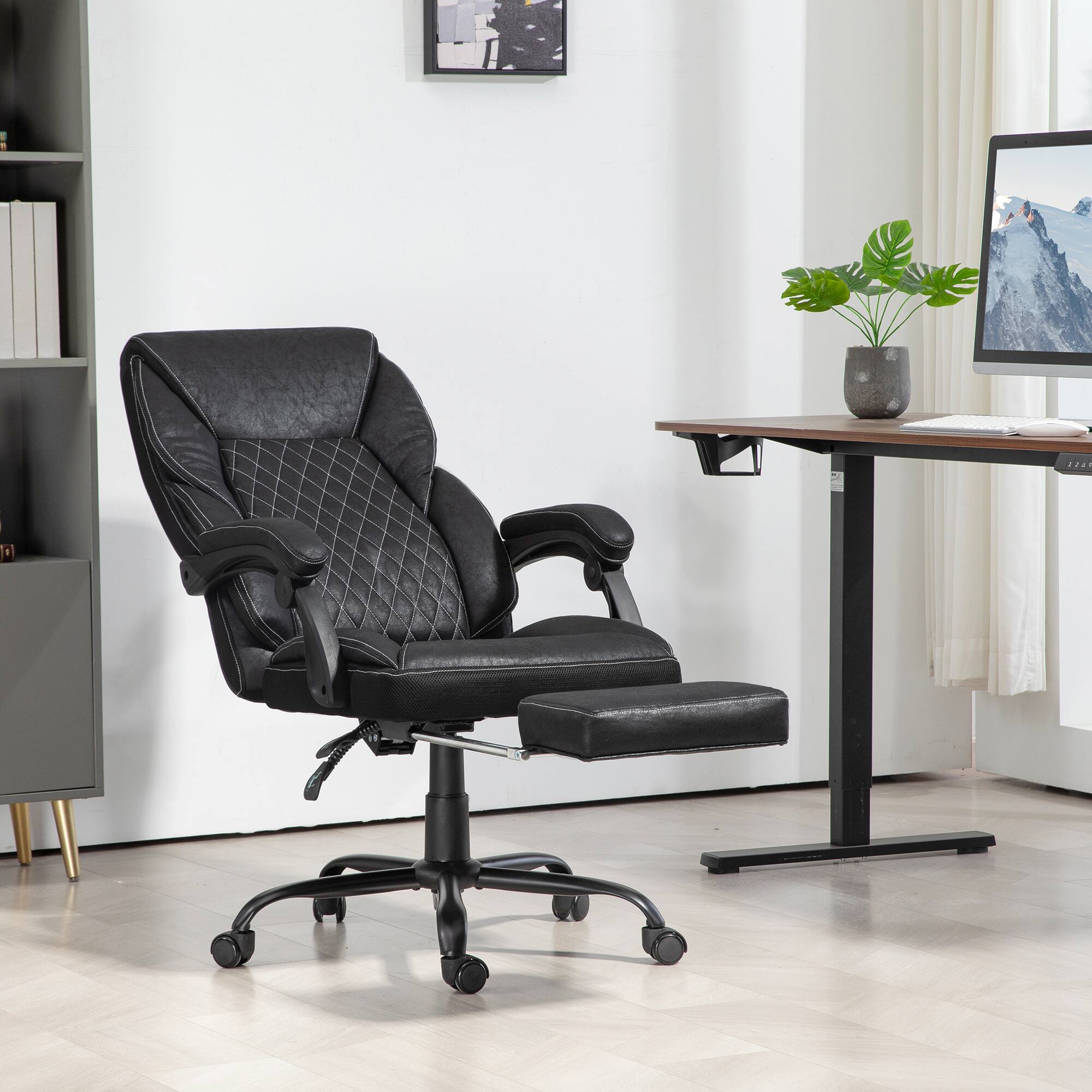 Alt View 1. Homcom - Ergonomic Office Chair with Foot Rest, Reclining, High Back - Black.